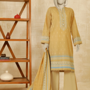 PRINTED KHADDAR 3PCS UNSTITCHED – YELLOW