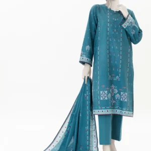 PRINTED KHADDAR 3PCS UNSTITCHED – TEAL