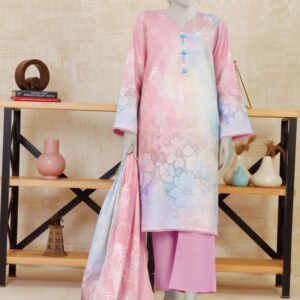 PRINTED KHADDAR 3PCS UNSTITCHED – LIGHT PINK