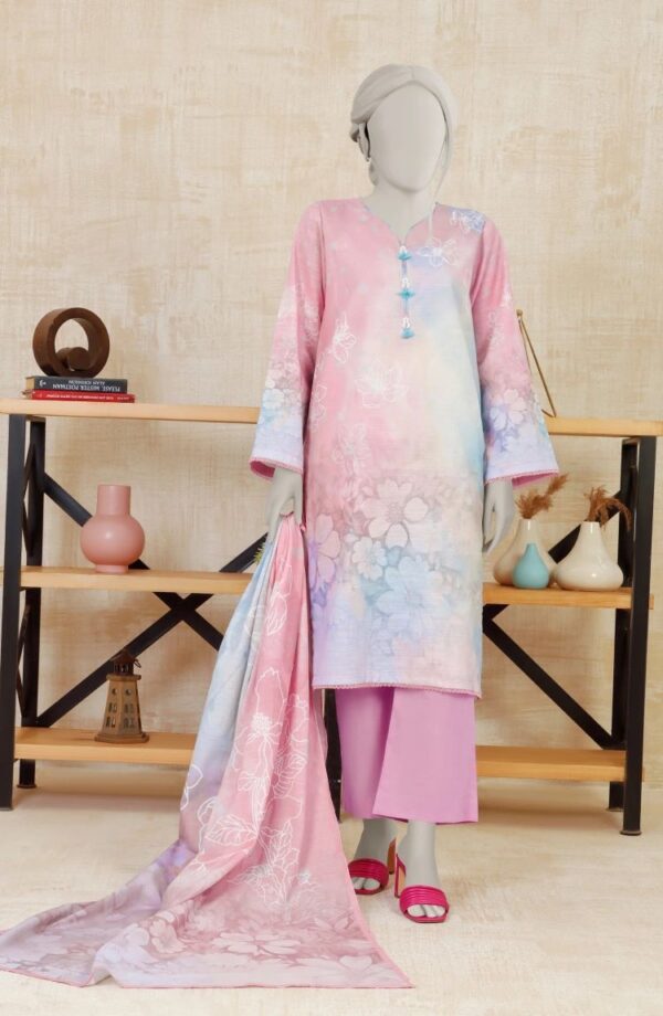 PRINTED KHADDAR 3PCS UNSTITCHED – LIGHT PINK