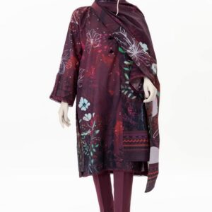 PRINTED KHADDAR 3PCS UNSTITCHED – MAROON