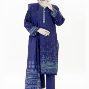 PRINTED KHADDAR 3PCS UNSTITCHED – BLUE