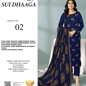 Dhanak Embroidered 3Piece with Silk wool hand-embroidered Kashmiri shawl