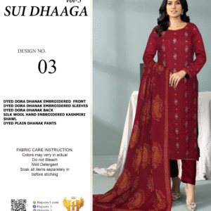 Dhanak Embroidered 3Piece with Silk wool hand-embroidered Kashmiri shawl