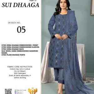 Dhanak Embroidered 3Piece with Silk wool hand-embroidered Kashmiri shawl