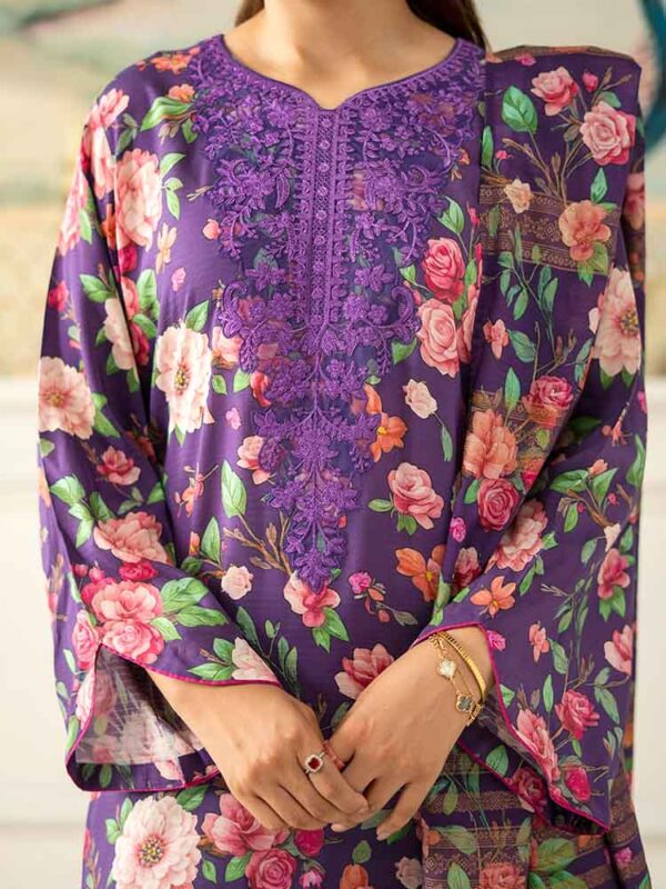 NOA 3-Piece Unstitched Digital Printed Linen Bana Dora Suit - Image 2