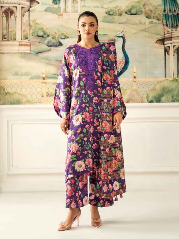 NOA 3-Piece Unstitched Digital Printed Linen Bana Dora Suit