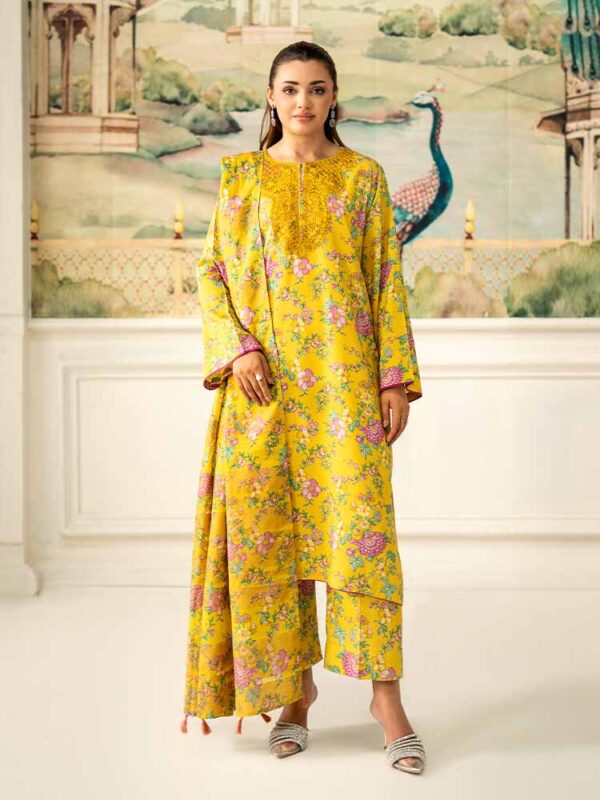 NOA 3-Piece Unstitched Digital Printed Linen Bana Dora Suit – Article-11