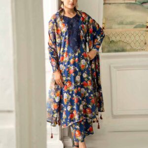 NOA 3-Piece Unstitched Digital Printed Linen Bana Dora Suit – Article-12