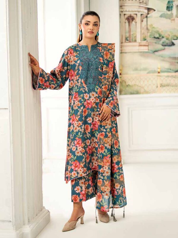 NOA 3-Piece Unstitched Digital Printed Linen Bana Dora Suit – Article-07