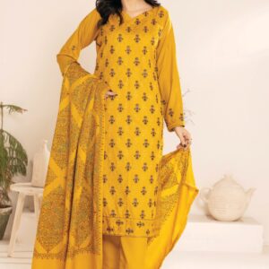 Dhanak Embroidered 3Piece with Silk wool hand-embroidered Kashmiri shawl
