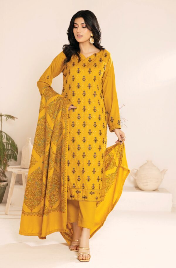 Dhanak Embroidered 3Piece with Silk wool hand-embroidered Kashmiri shawl