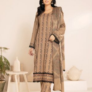 Dhanak Embroidered 3Piece with Silk wool hand-embroidered Kashmiri shawl