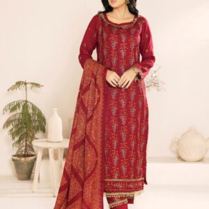 Dhanak Embroidered 3Piece with Silk wool hand-embroidered Kashmiri shawl