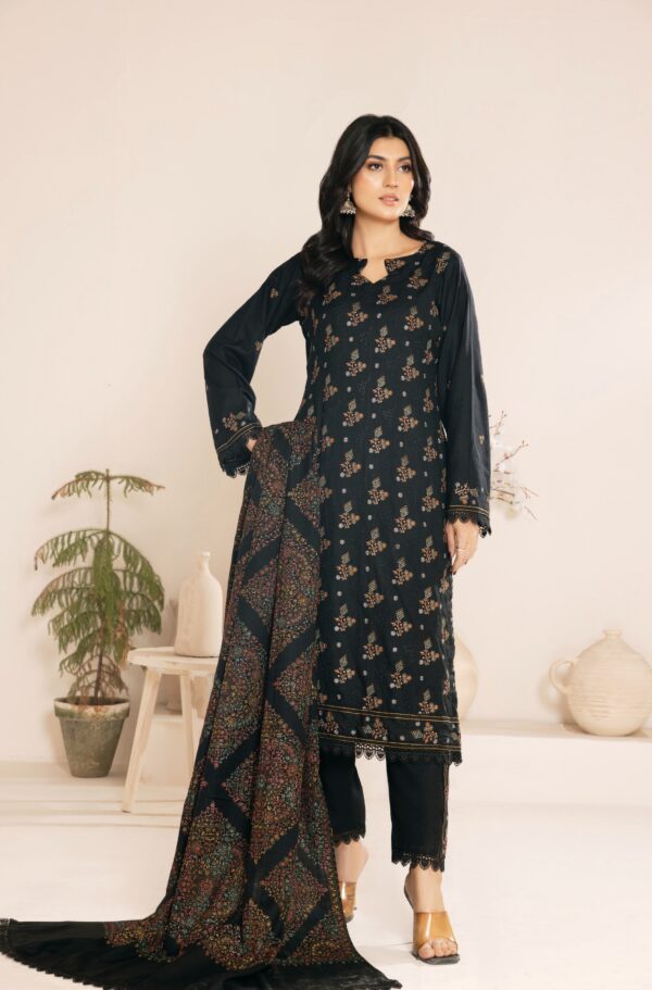 Dhanak Embroidered 3Piece with Silk wool hand-embroidered Kashmiri shawl