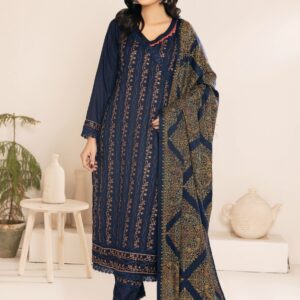 Dhanak Embroidered 3Piece with Silk wool hand-embroidered Kashmiri shawl