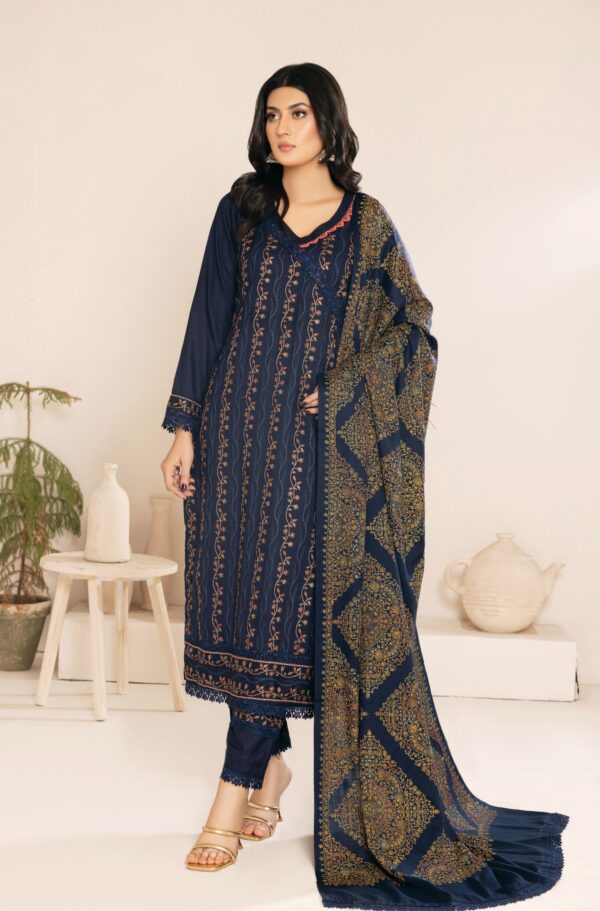 Dhanak Embroidered 3Piece with Silk wool hand-embroidered Kashmiri shawl