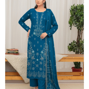 Dyed Dhanak – Heavy 3D Embroidered 3-Piece Suit - V45-D6