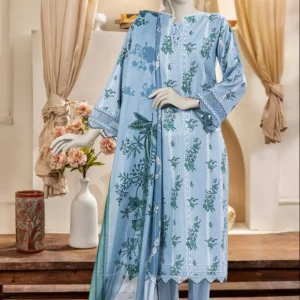 PRINTED TEXTURED CAMBRIC 3PCS UNSTITCHED - 4079