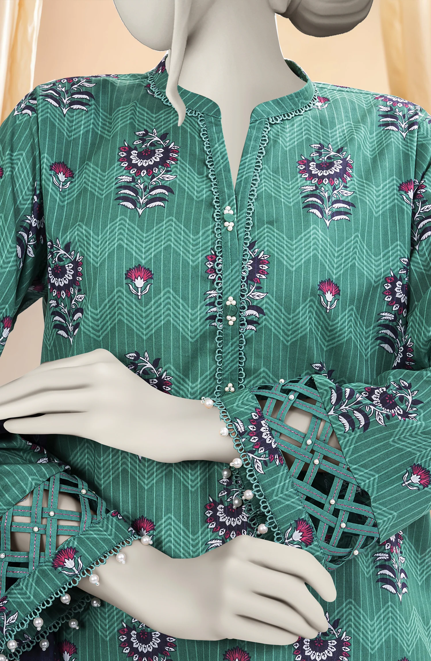 PRINTED TEXTURED CAMBRIC 3PCS UNSTITCHED - 4082 - Image 2