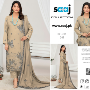 Jacquard Dyed Lawn Suit with Heavy Embroidered Shirt & 4-Side Lace Chiffon Dupatta – CD-085-D01