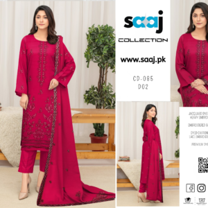 Jacquard Dyed Lawn Suit with Heavy Embroidered Shirt & 4-Side Lace Chiffon Dupatta – CD-085-D02