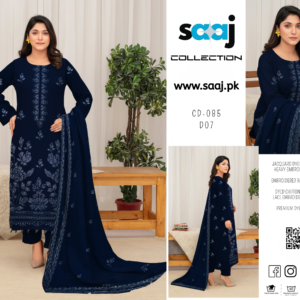 Jacquard Dyed Lawn Suit with Heavy Embroidered Shirt & 4-Side Lace Chiffon Dupatta – CD-085-D07