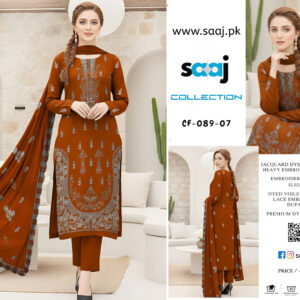 Jacquard Lawn 3-Piece Heavy Embroidered Suit - Cf-089-07