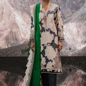 3 Piece Digital Printed Lawn – D-08